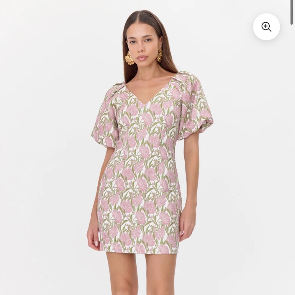 Adelyn Rae Myra Jacquard Puff Sleeve Mini Dress size Large